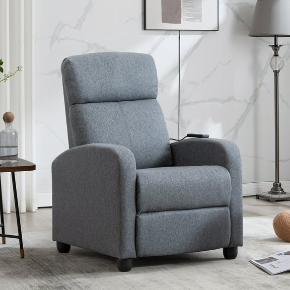 Ebello Fabric Recliner Chair for Living Room,Home Theater Seating, Modern Wingback Single Sofa-Gray