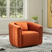Bonzy Home Swivel Chair with Plump Pillow, Modern Velvet Accent Chair for Living Room Bedroom , Comfy Round Armchair, Orange