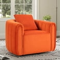 thumbnail image 1 of Bonzy Home Swivel Accent Chair, Modern Velvet Living Room Chair with Pillow, Barrel Chair for Bedroom & Reading Corner (Orange,1 Pack，Fully Assembled ), 1 of 8