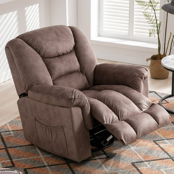 Bonzy Home Swivel Recliner Chair Manual Rocker Recling Sofa Chair Brown