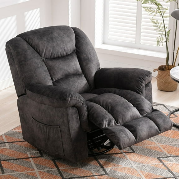 Bonzy Home Swivel Recliner Chair Manual Rocker Recling Sofa Chair Living Room Seating Furniture Gray