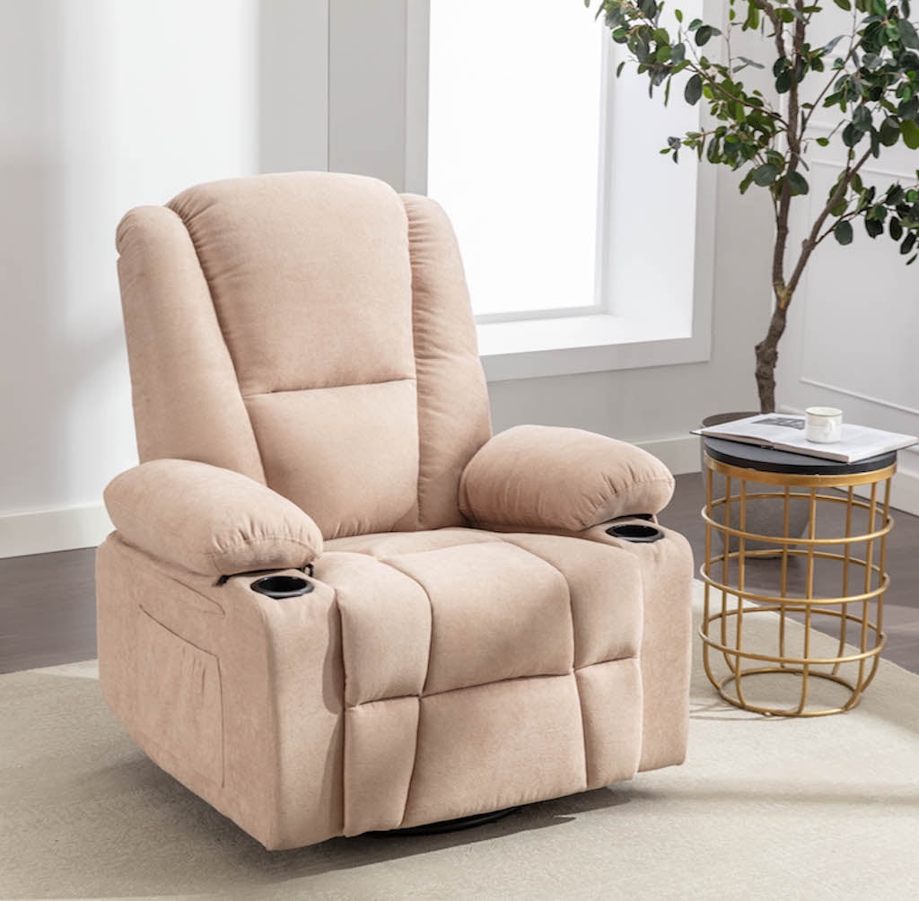 Bonzy Home Swivel Rocker Recliner Chair, Manual 360 Degree Swivel