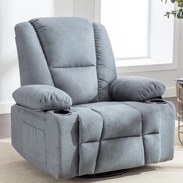 Upholstered Swivel Glider Rocking Chair with High Back and Storage Bag ...