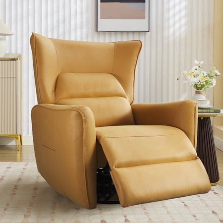 Bonzy Home Swivel Rocker Recliner Power Electric Recliners with Highly Enveloping Backrest Rocking Recliner Chair Reclining Sofa for Living Room, Yellow