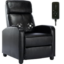 Bonzy Home Theater Recliner with Massage for Living Room, Breathable leather,Black