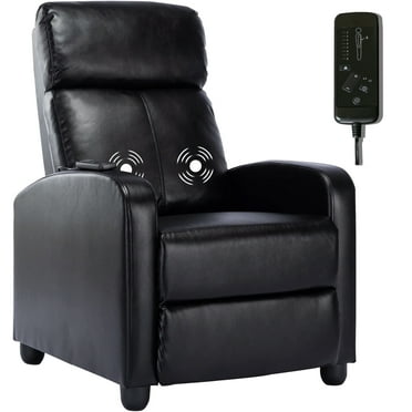 Bonzy Home Theater Recliner with Massage for Living Room, Breathable leather,Black