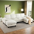 thumbnail image 1 of Bonzy Home U Shaped Convertible Sectional Sofa Couch 122 inch Length for Living Room With Storage Ottoman Elegant White, 1 of 11