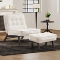 thumbnail image 1 of Bonzy Home Modern Adjustable Accent Chair with Ottoman, Comfy Corduroy Fabric Armless Chair with Solid Wood Legs for Living Room Bedroom, White, 1 of 7