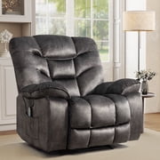 Ebello XL Power Recliner Chair - 41" Wide Electric Massage Recliner with Heat & USB Charging, Overstuffed Single Reclining Sofa for Living Room, Dark Gray