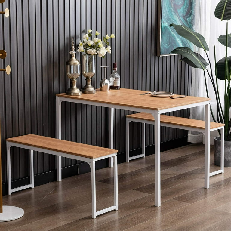 Timber table with bench seats clearance
