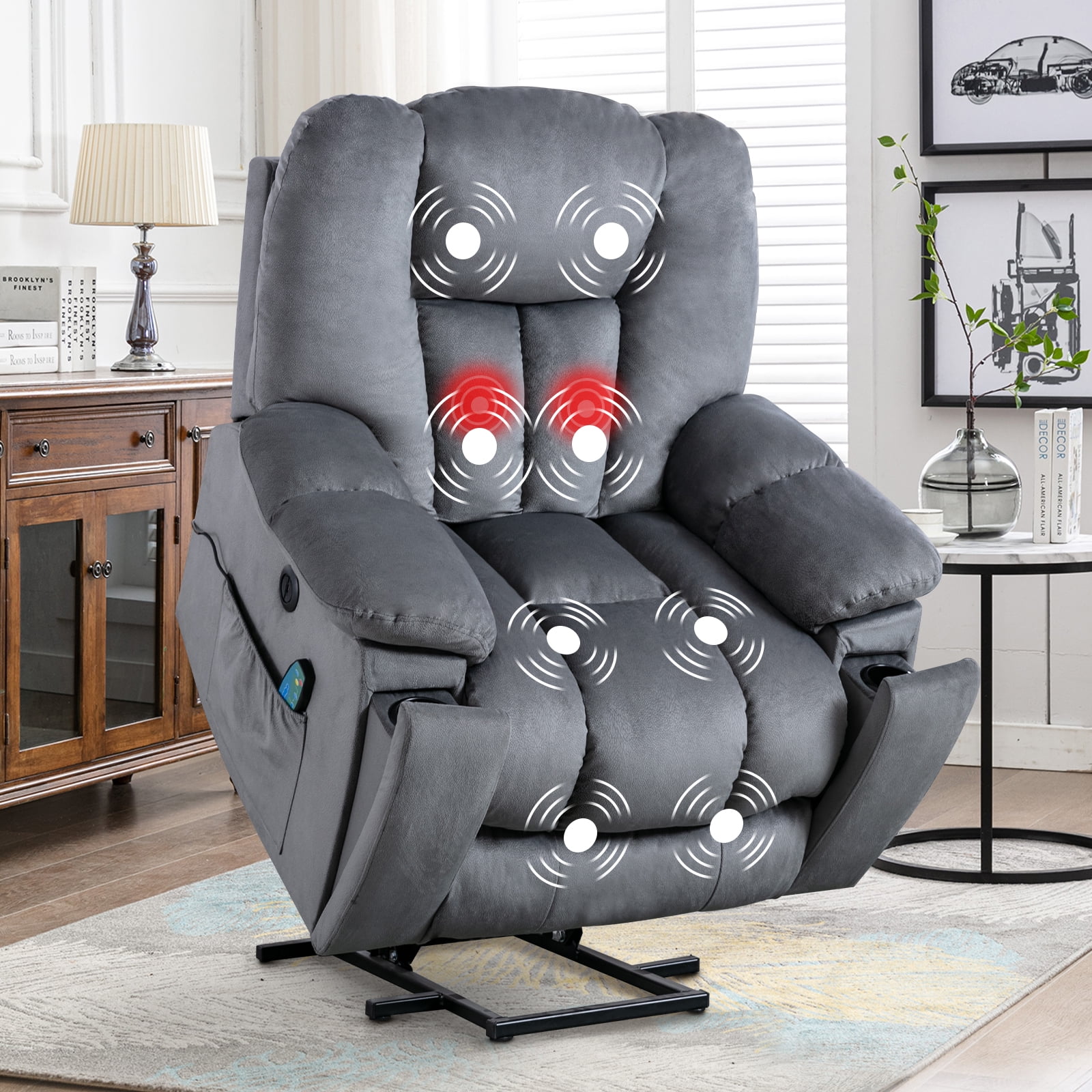 Lvuyoyo Massage Video Gaming Recliner -Ergonomic Office Computer Desk Chair -High Back PU Leather - Adjustable Swivel Reclining Chair with Lumbar