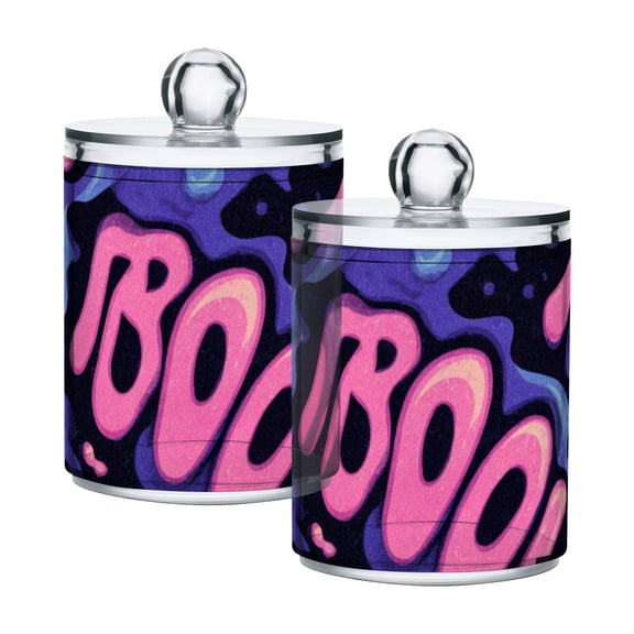 Boo Art Form Halloween Translucent Plastic Cans Storage Canisters with Lid Set of 2