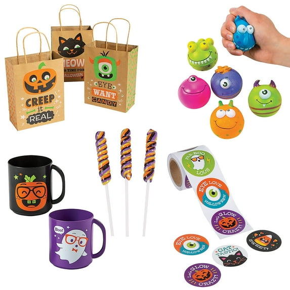 Boo Bag Kits with Mugs for 12, Party Supplies, Halloween, 61 Pieces