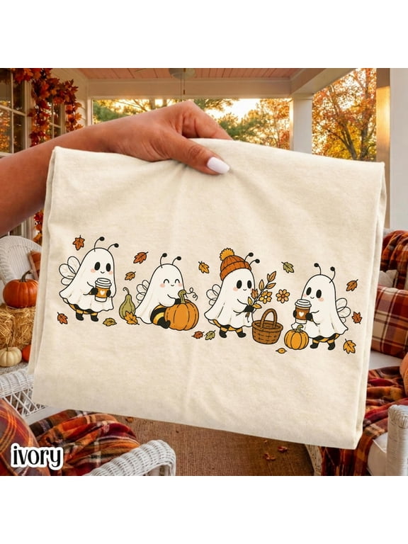 Boo Bees Fall Comfort Shirt Ghost Halloween Tee Pumpkin Patch Cozy Season Fall TShirt