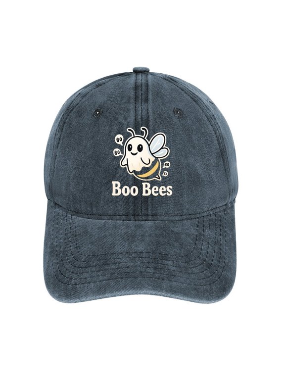 Boo Bees Ghost Bee Navy Baseball Cap for Men Women, Adjustable Snapback Hats Cotton Hat