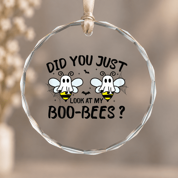 Boo Bees Ghost Theme Ornament, Home Decor, Circle Glass Ornament ...