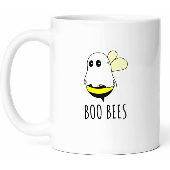 Boo Bees Mug - Spooky Bee Coffee Cup - Funny Gift For Halloween Lovers - Ghost Bee Vibes Mug - Spooky Humor - 11 Oz Ceramic Mug For Halloween Party