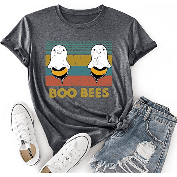 Boo Bees Shirt for Women Funny Halloween Ghost Gift Tshirt