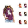 thumbnail image 1 of Boo Boo Crew Ghost Nurse Halloween Tshirts Women 2025 Short Sleeve Crewneck Funny Graphic Halloween Shirts for Women, 1 of 5