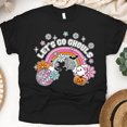 thumbnail image 1 of Let’s Go Ghouls T-Shirt | Cute Pastel Ghost & Rainbow Graphic Tee, Black, Size 2XL, 1 of 6