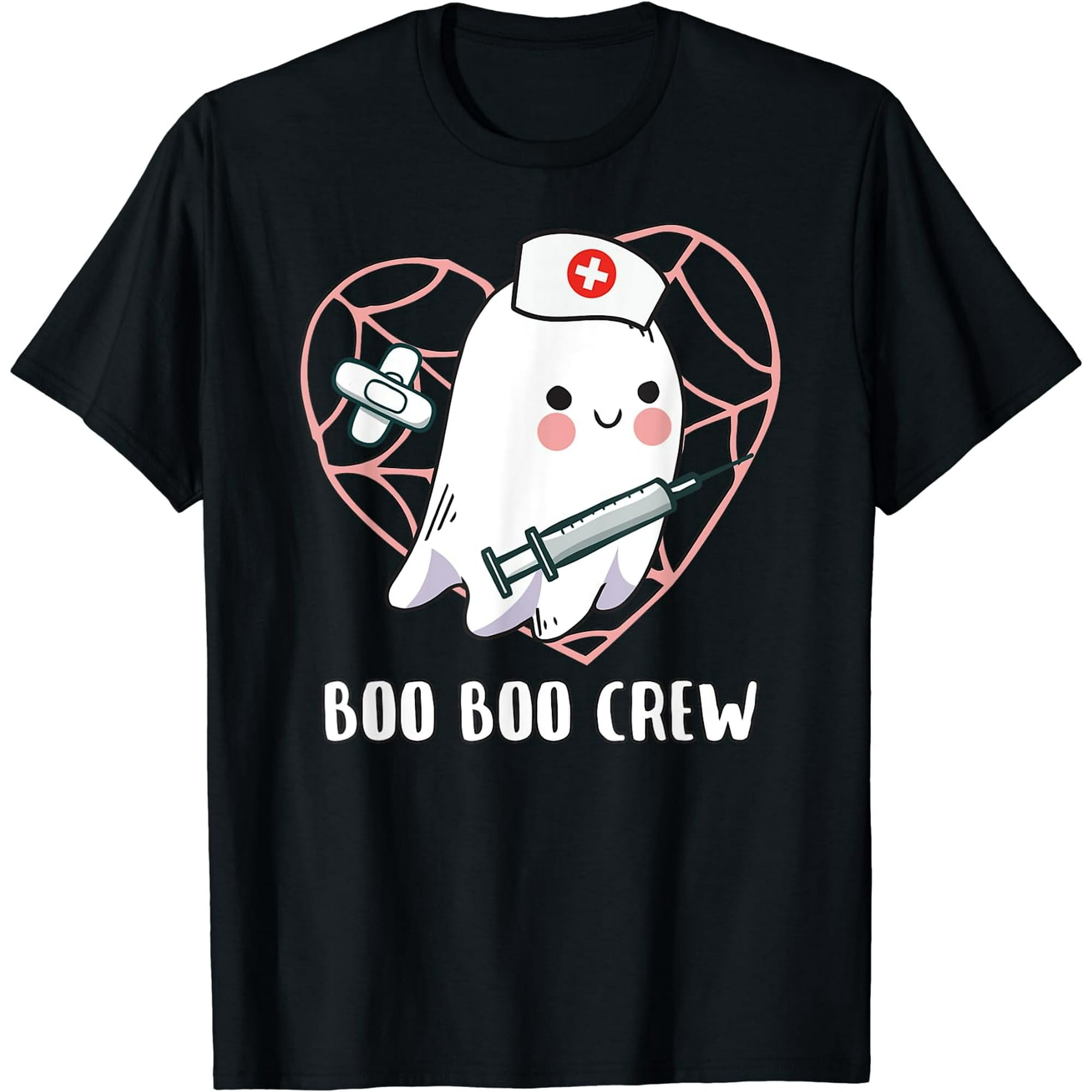 Boo Boo Crew Nurse Funny Men Women Halloween Short Sleeve Black Casual 