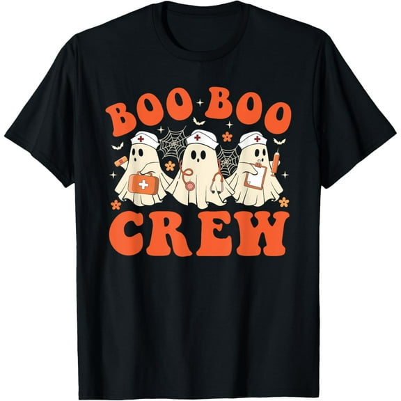 Boo Boo Crew Nurse Ghost Scrub Top Nursing Halloween Costume T-Shirt