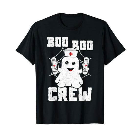 Boo Boo Crew Shirt Ghost Nurse Costume Girls Funny Halloween T-Shirt