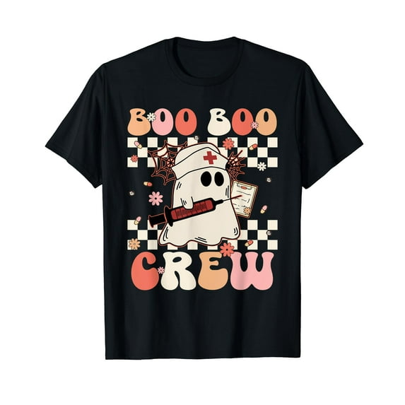 Boo Boo Crew Spooky Nurse Retro Halloween NICU T-Shirt