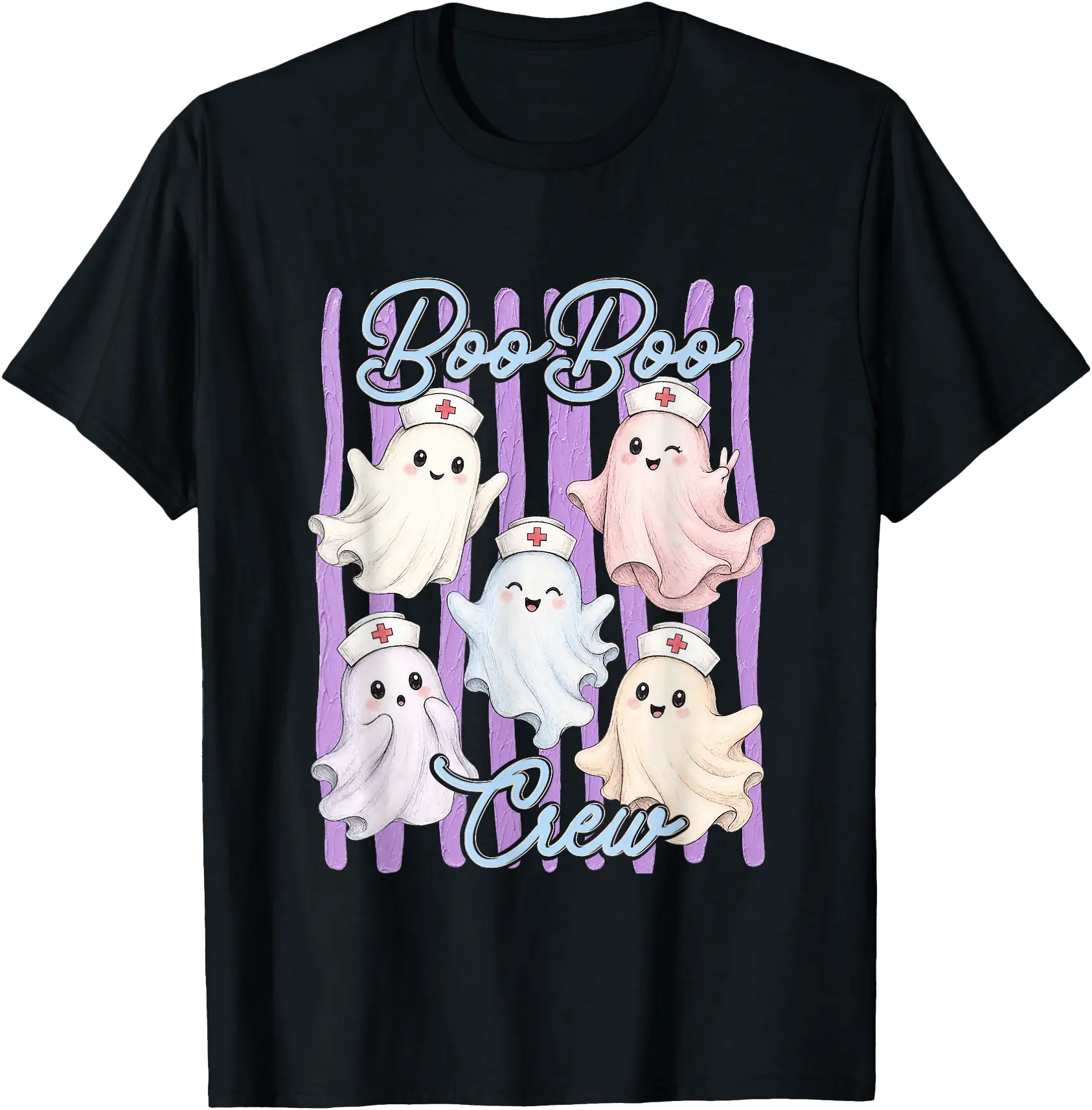 Boo-Boo Crew Striped Ghost Nurse Halloween Nursing Students T-Shirt ...