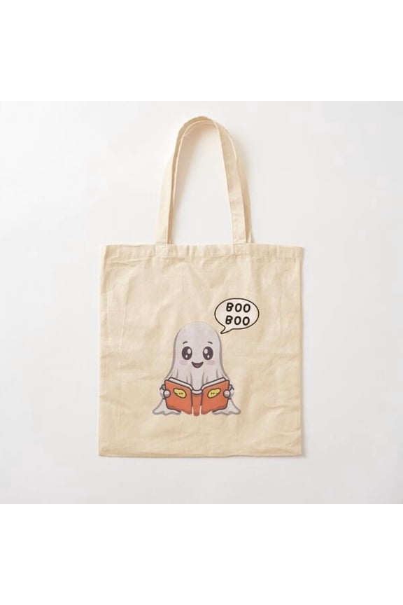 Boo Boo, Cute Horro Got A Horror Book To Read Canvas Tote Bags, Reusable Shopping Bag