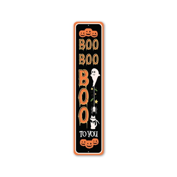 Boo Boo Happy Halloween Aluminum Metal Decor Sign - 4x18 inches