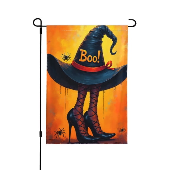 Boo Boots Spooky Halloween-3 Garden Flag 12.5x18 Inch Double Sided For Outside Small Burlap Yard Flag 1 Flag