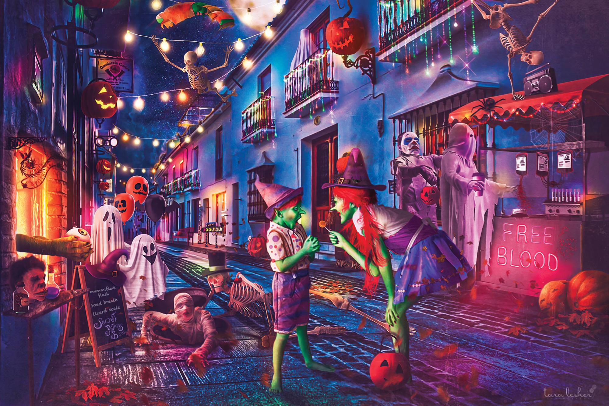 Boo Boulevard Halloween Puzzle by Tara Lesher | 1000 Piece Jigsaw Puzzle - image 1 of 7