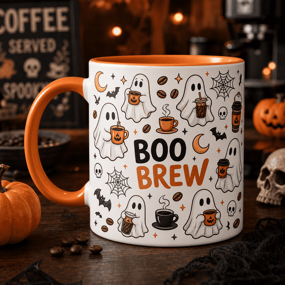 Boo Brew Ghost Ceramic Mug Halloween Coffee Lover Gift 11oz 15oz