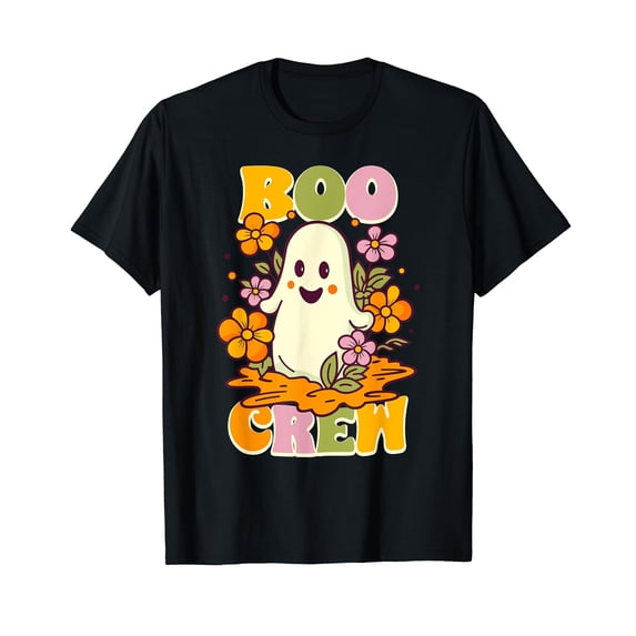 Boo Crew Halloween Ghost Costume Retro Groovy T-Shirt