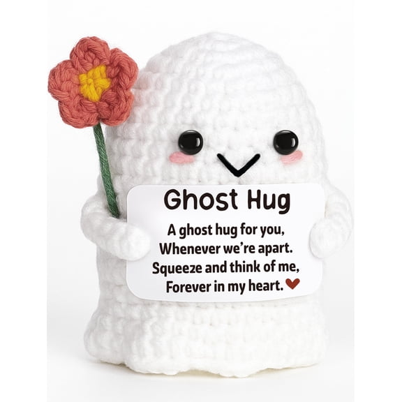 You're My Boo Crochet Ghost with Card, Cute Couple Gift for Her Him, Anniversary Birthday Present for Husband Wife, Halloween Valentine Christmas Holiday Stuffer