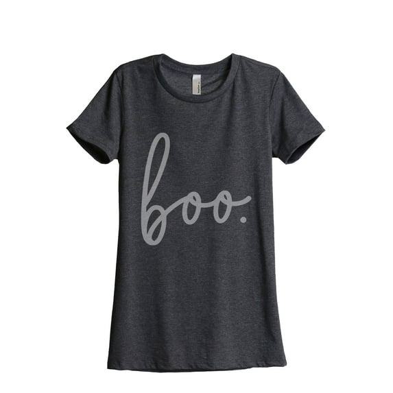 Boo Cursive Women's Fashion Relaxed T-Shirt Tee Charcoal Grey X-Large