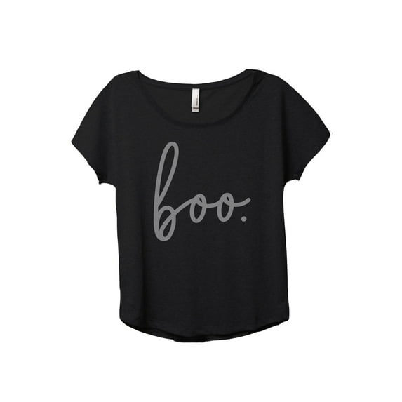 Boo Cursive Women's Fashion Slouchy Dolman T-Shirt Tee Heather Black 2X-Large
