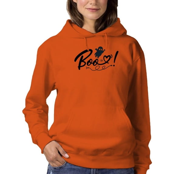 Boo. Cute Little Ghost And Heart Hoodie Women -Image by Shutterstock, Female 3X-Large