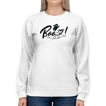 Boo. Cute Little Ghost And Heart Sweatshirt Women -Image by Shutterstock, Female 3X-Large