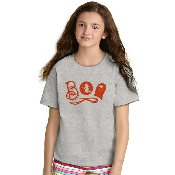 Boo Cute Witch Ghost Halloween Girls Kids T Shirt Tees Teen Brisco Brands L