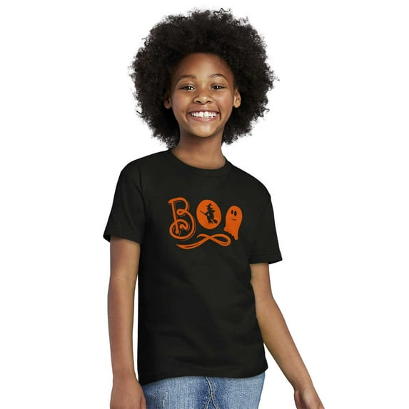 Boo Cute Witch Ghost Halloween Girls Kids T Shirt Tees Teen Brisco Brands L