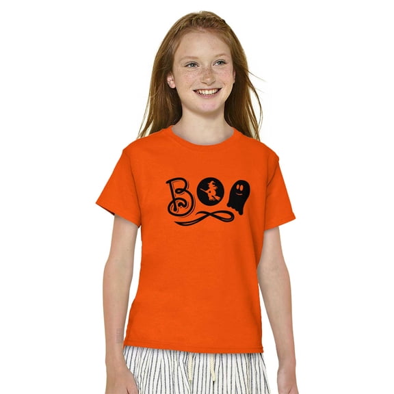 Boo Cute Witch Ghost Halloween Girls Kids T Shirt Tees Teen Brisco Brands XS