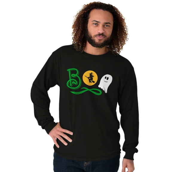 Boo Cute Witch Ghost Halloween Long Sleeve TShirt Men Women Brisco Brands X