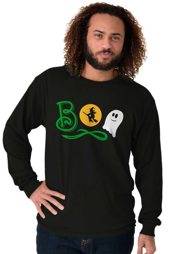 Boo Cute Witch Ghost Halloween Long Sleeve TShirt Men Women Brisco Brands X