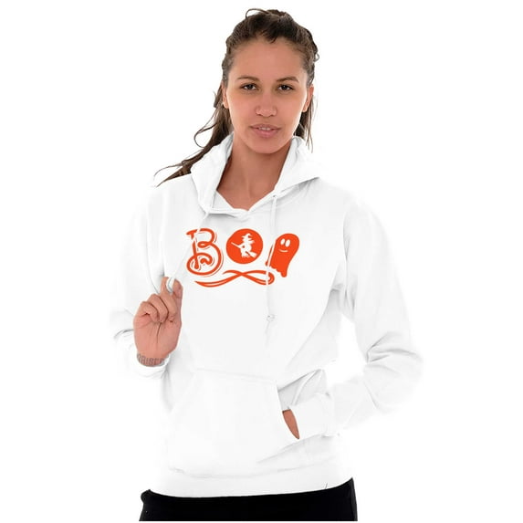 Boo Cute Witch Ghost Halloween Women Plus Size Graphic Pullover Hoodie Brisco Brands 2X