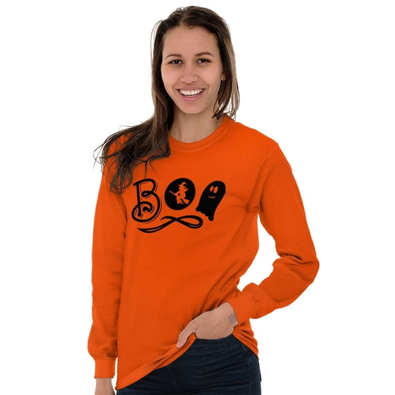 Boo Cute Witch Ghost Halloween Women's Long Sleeve T Shirt Brisco Brands 4X