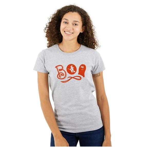 Boo Cute Witch Ghost Halloween Womens Fitted Plus Size Graphic Tee Brisco Brands 3X