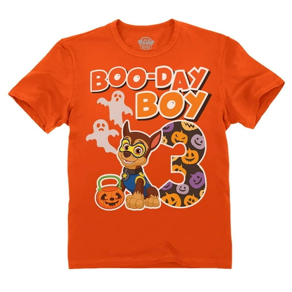 Boo-Day Boy 2nd Birthday Shirt - Chase Halloween Paw Patrol T-Shirt for Toddler Boys Toddler Kids T-Shirt 2T Orange