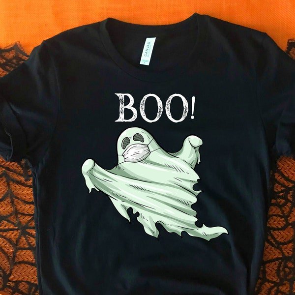 Boo Face Mask Ghost Tshirt, Funny Low Effort Fast Halloween Costume